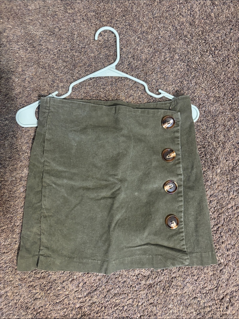 Altar'd State Olive Side-Button Mini Skirt